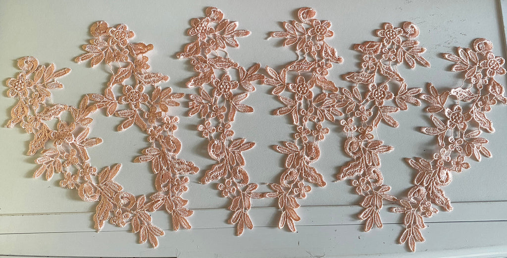 Craftuneed Bundle 6pcs Skin Pink lace applique sew on embroidered floral lace motif patch