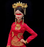 Craftuneed 1:6 Scale Chinese Style Traditional Doll Headpiece Earrings and Necklace Jewellery Set Miniature Asian Bridal Accessories
