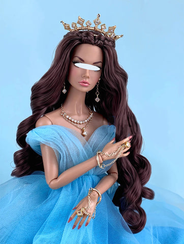 Craftuneed 1:6 Scale Fairytale Doll Jewellery Gold Crown Necklace Earrings & Bracelets Miniature Elegant Princess Accessories