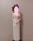 Craftuneed 1:6 miniature doll rhinestone long dress dollhouse luxury evening maxi dress Handmade