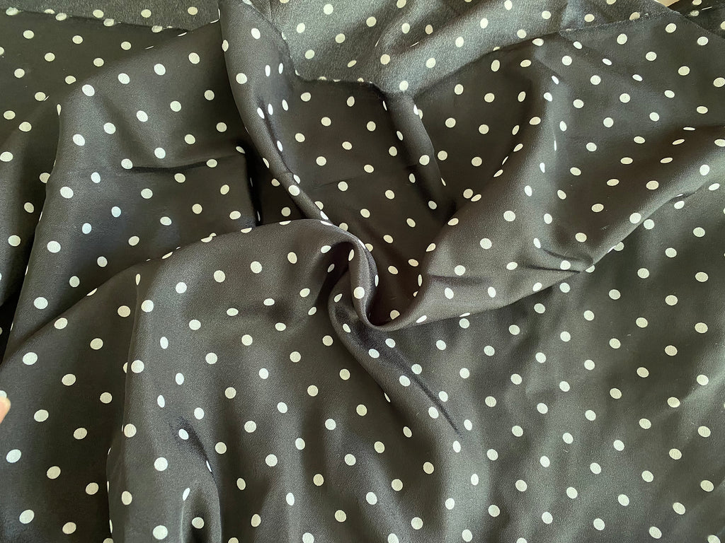 Craftuneed Bundle 3Meters Black Premium Polka Dot Satin Fabric Soft Lightweight for sewing