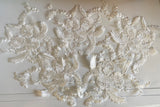 Craftuneed Bundle 5pcs ivory floral cotton lace applique sew on bridal wedding embroidered bolero lace motif patch