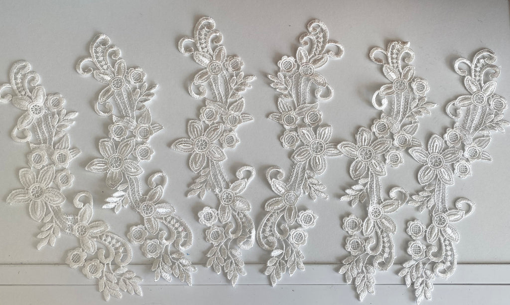 Bundle 6pcs ivory sew on lace applique embroidered floral tulle lace motif patch