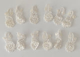 Craftuneed Bundle 12pcs ivory beaded lace applique sew on floral sequins lace motif patch
