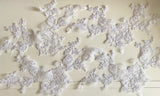 Craftuneed Bundle 4pcs White floral tulle lace applique sew on embroidered flower lace motif patch for sewing