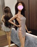 Craftuneed 1:6 miniature doll rhinestone mini dress dollhouse luxury sexy party dress Handmade