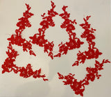 Bundle 6pcs red sew on lace applique motif floral embroidered lace motif patch