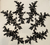 Craftuneed Bundle 6pcs black lace applique sew on bridal embroidered floral lace motif patch