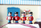 Craftuneed 1:12 Scale Miniature Wooden Toy Soldiers Set of 4 Hand-Painted Dollhouse Figurines Decor Handmade