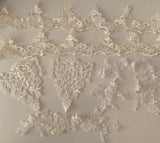 Craftuneed Bundle 10pcs ivory white floral sequins lace applique motif patch sew on lace trim