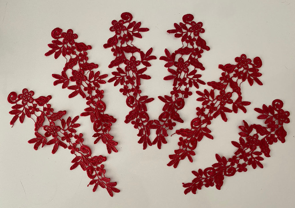 Craftuneed Bundle 6pcs wine sew on lace applique embroidered floral lace motif patch