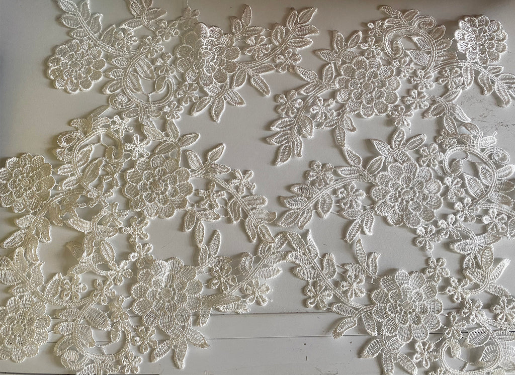 Craftuneed Bundle 6pcs ivory sew on lace applique dress sewing floral lace motif patch