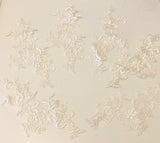 Craftuneed Bundle 6pcs ivory embroidered lace applique sew on bridal floral tulle lace motif patch