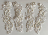 Craftuneed Bundle 4pcs ivory floral beaded lace applique sew on bridal wedding flower beads sequins lace motif patch