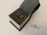 Craftuneed 925 silver plated navy rectangular zircon fine ring women jewellery gift Size US 7 UK N (1/2)