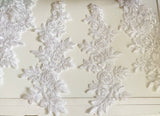 Bundle 6pcs white floral lace applique sew on embroidered tulle lace motif patch