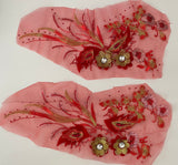 Craftuneed Bundle 2pcs Red & Gold beads floral lace applique Dance Costume sew on sequins lace motif patch