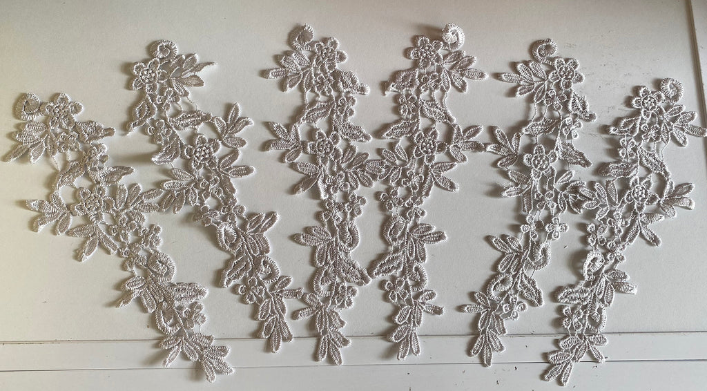 Craftuneed Bundle 6pcs grey lace applique sew on embroidered floral lace motif patch