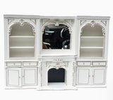 Craftuneed 1:12 Scale Miniature Dollhouse Victorian Style Fireplace Display Cabinet with Shelves & Mirror Doll Storage Furniture