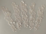 Craftuneed Bundle 5pcs ivory floral lace applique sew on embroidered lace motif patch