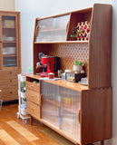 Craftuneed 1:6 Dollhouse Miniature Wooden Sideboard Storage Cabinet Cupboard Doll Buffet with Sliding Doors & Pegboard Hooks Furniture