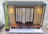 1:6 Scale Miniature Japanese Style House Front Kit with Bamboo Tree and Lantern - Flat Pack Dollhouse Scene