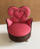 Craftuneed 1:6 Scale Doll Sofa Chair Silver Grey Glitter Heart Shaped Jewellery Box Organizer with Mirror