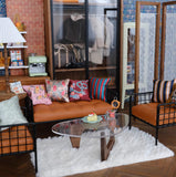 1:6 Scale Dollhouse French Style Sofa, Armchair & Coffee Table Miniature Metal Leather Modern Doll Furniture Available in white colour