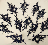 Craftuneed Bundle 12pcs navy sew on lace applique embroidered floral lace motif patch
