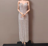 Craftuneed 1:6 miniature doll rhinestone long dress dollhouse luxury evening maxi dress Handmade