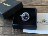 Craftuneed 925 silver plated navy blue zircon fine ring women jewellery gift