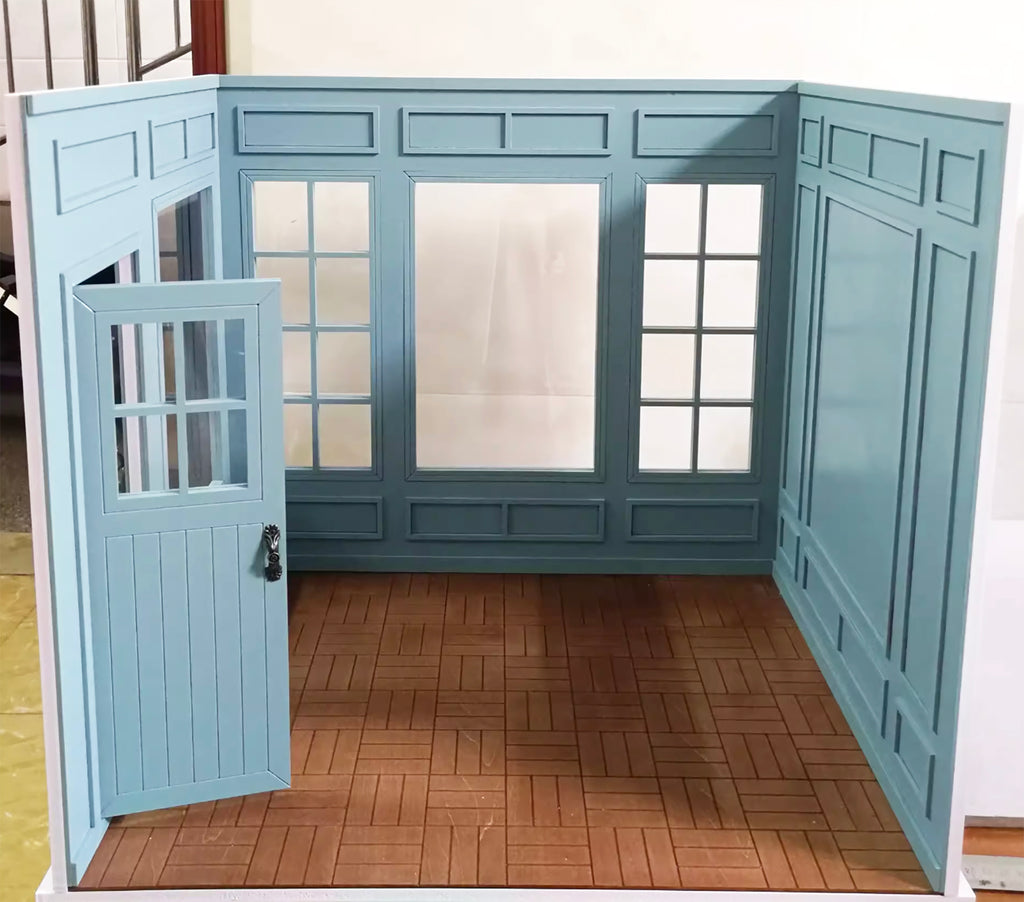 1:6 Scale Dollhouse Victorian Room Scene Kit - Flat Pack Miniature Diorama Scene