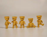Craftuneed 1:12 Scale Limited Edition Set of 5 Miniature Poseable Teddy Bears Dollhouse Moveable Jointed Bear Figurines for Doll Scen