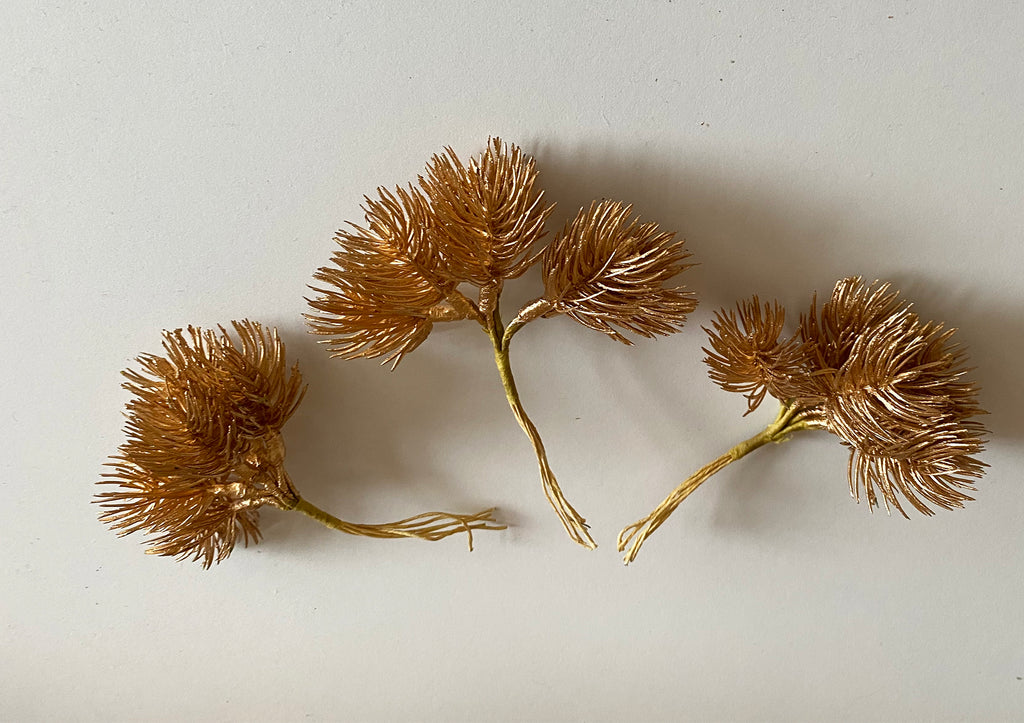 Bundle of 3 Bunches Gold Artificial Flower Sprays Elegant Metallic Floral Picks for Crafts DIY