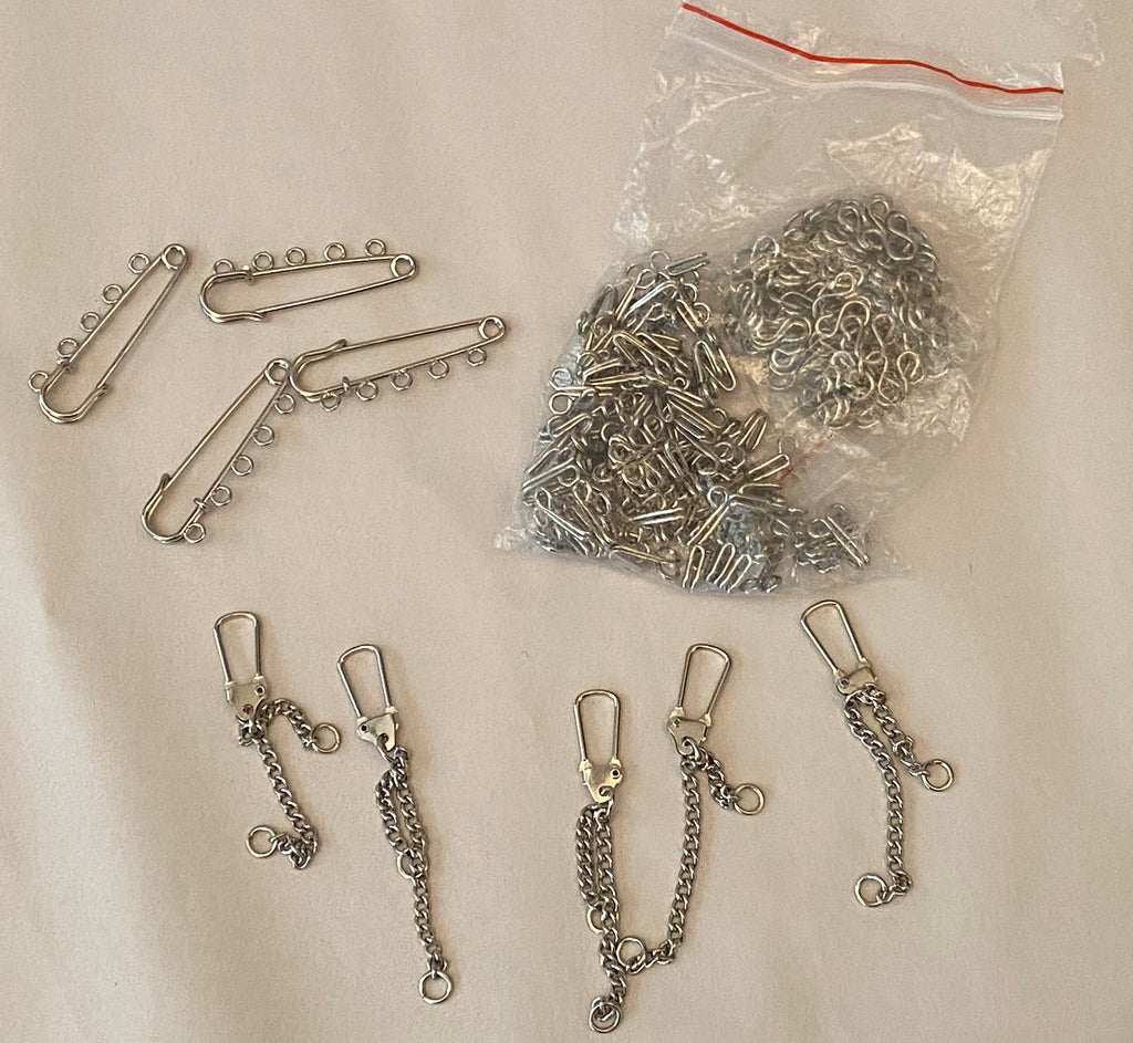 Job lot metal Brooch pin Components & Key chains hook and eye fasteners diy accessories