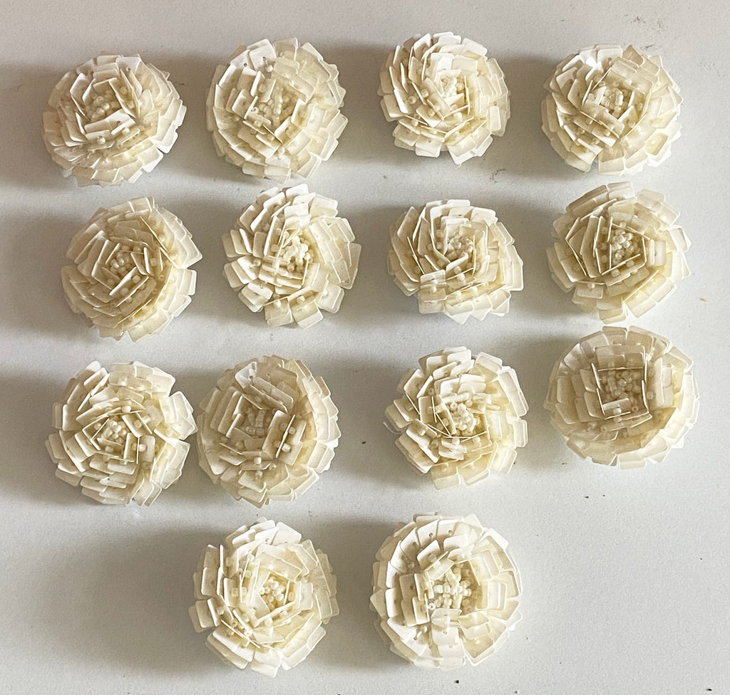 Ivory Rose Buttons Bundle Decorative Sequins & Beads Embellishments (14pcs)