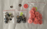 Job lot 62pcs pink dark grey gold circle sew on button plastic round button