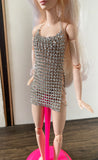 Craftuneed 1:6 miniature doll rhinestone mini dress dollhouse luxury sexy party dress Handmade
