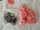 Job lot 62pcs pink dark grey gold circle sew on button plastic round button