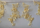 Craftuneed Bundle 4pcs Champagne Cream 3D lace applique sew on double layer embroidered floral lace motif patch