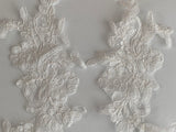 Craftuneed Bundle 10pcs ivory lace applique sew on embroidered floral tulle lace motif patch