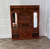 Craftuneed 1:12 Scale Miniature Dollhouse Wooden Wardrobe Cabinet with Drawers Baskets Mirror Victorian Style Doll Storage Furniture