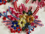 Bundle 3pcs Colourful Embroidered Floral Lace Applique Patches 3D Cotton Threads Flower Lace Motif