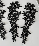 Craftuneed Bundle 6pcs black sew on lace applique embroidered floral lace motif patch