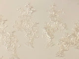 Craftuneed Bundle 6pcs ivory embroidered lace applique sew on bridal floral tulle lace motif patch
