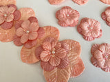 Bundle 11pcs Peach Pink Beaded Floral Motif sew on beads floral applique patch