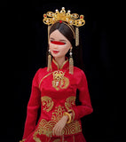 Craftuneed 1:6 Scale Chinese Style Traditional Doll Headpiece Earrings and Necklace Jewellery Set Miniature Asian Bridal Accessories