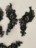 Craftuneed Bundle 5pcs black sew on lace applique embroidered floral tulle lace motif patch