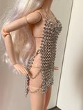 Craftuneed 1:6 miniature doll rhinestone mini dress dollhouse luxury sexy party dress Handmade