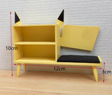 Craftuneed 1:12 Scale Dollhouse Shoe Rack & Bench Miniature Wooden Cute Yellow Entryway Shelf for Dolls